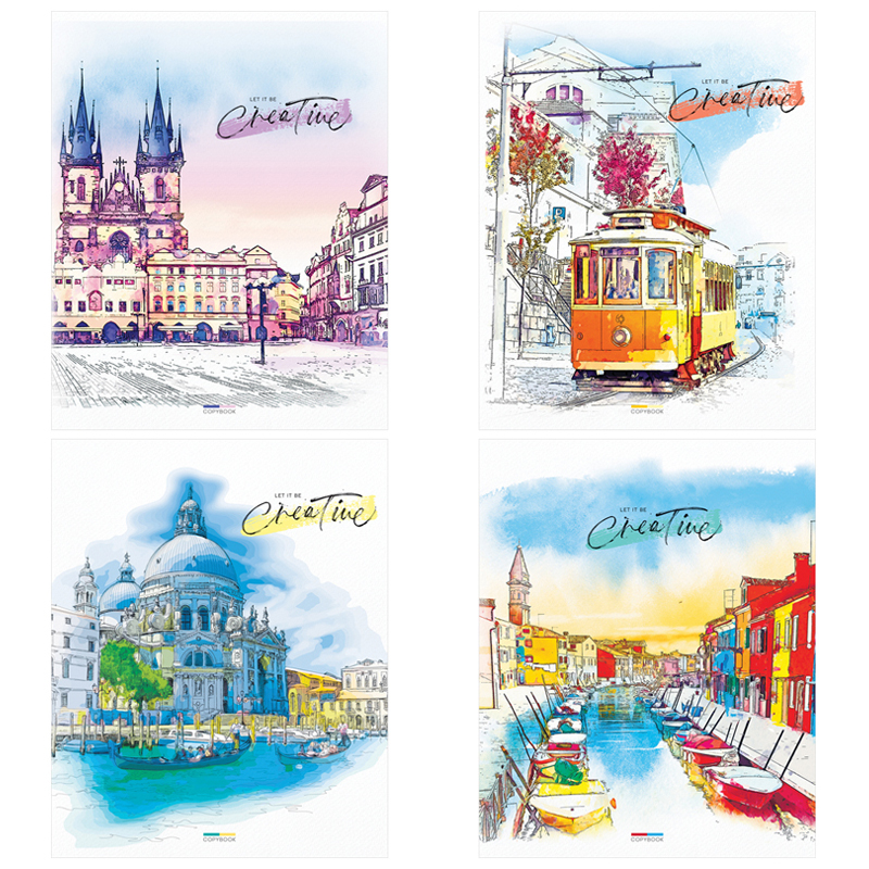 Тетрадь 80л., А5, клетка ArtSpace "Путешествия. Watercolor city"