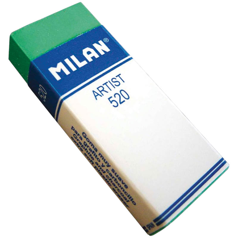 Ластик Milan "Artist 520", прямоугольный, пластик, картонный держатель, 61*23*12мм