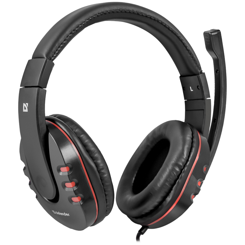 Наушники с микрофоном Defender "Warhead" G-160 (с регулятором громкости), 2,5м, черный