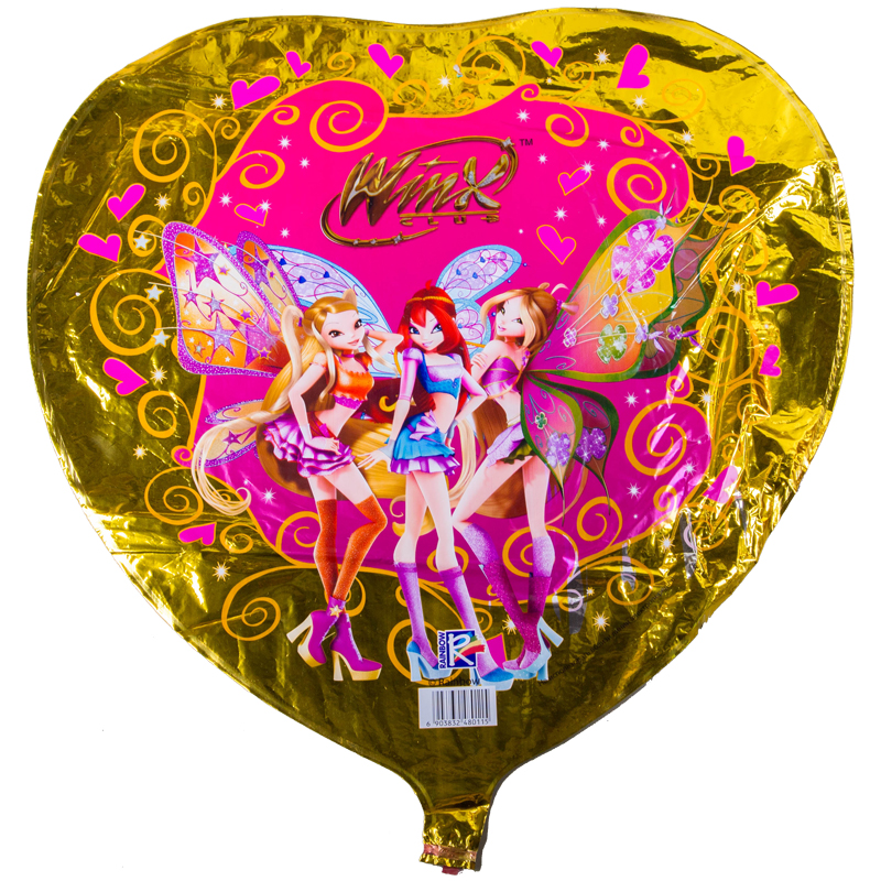 Воздушные шары, 61см, Winx "Сердце лазерное", фольгинированный