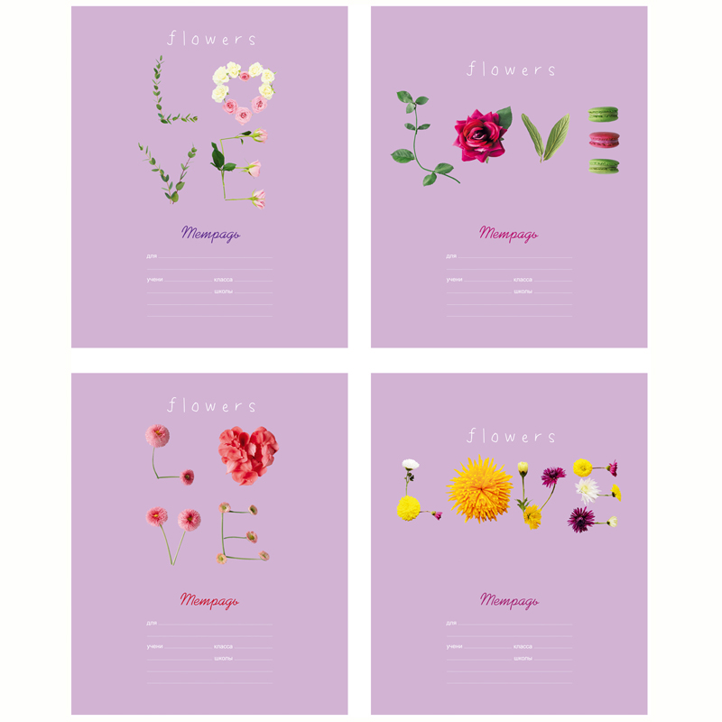 Тетрадь 24л., линия BG "Love Flowers", выборочный лак