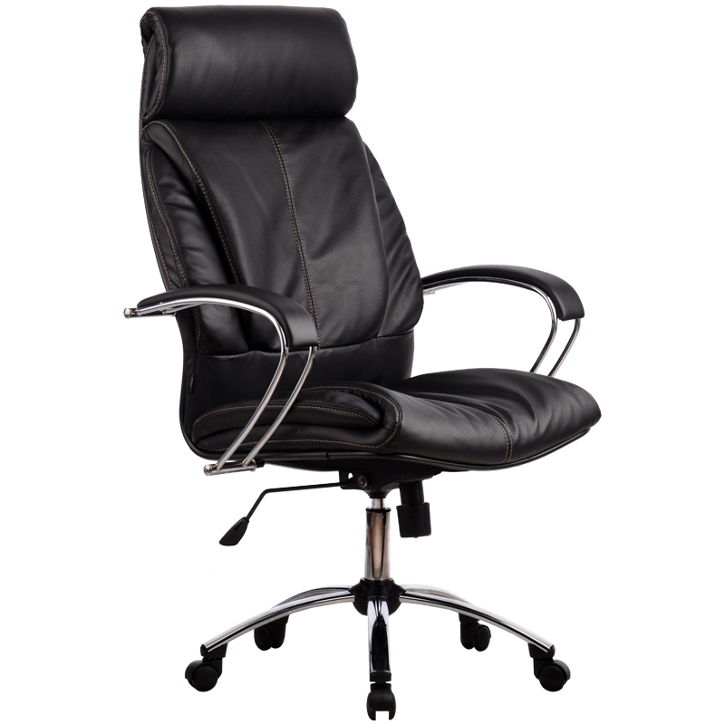 Кресло руководителя Метта "Lux" LK-13 CH, кожа черная "NewLeather" №721, механизм качания