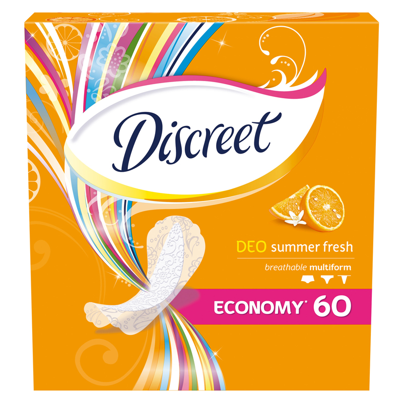 Прокладки женские ежедневные Discreet "Deo Летняя свежесть Multiform", трио, 60шт. (ПОД ЗАКАЗ)