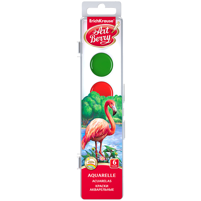 Акварель ArtBerry, 06 цветов, без кисти, с УФ защитой яркости, пластик, европодвес