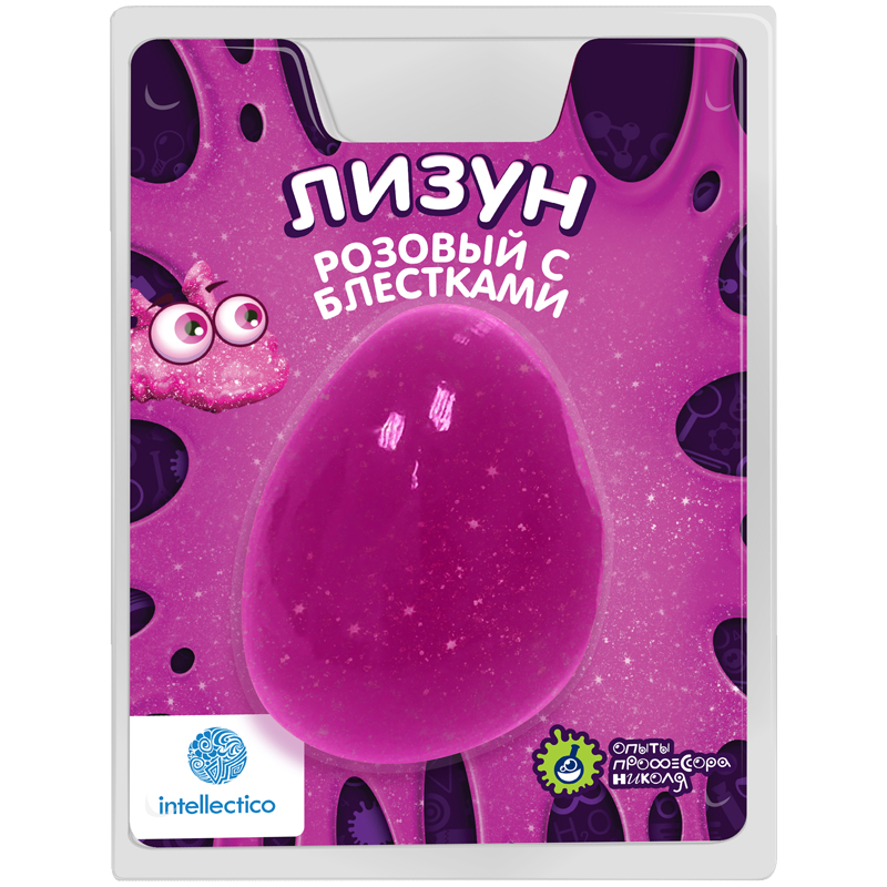 Лизун с блестками Intellectico, розовый, блистер