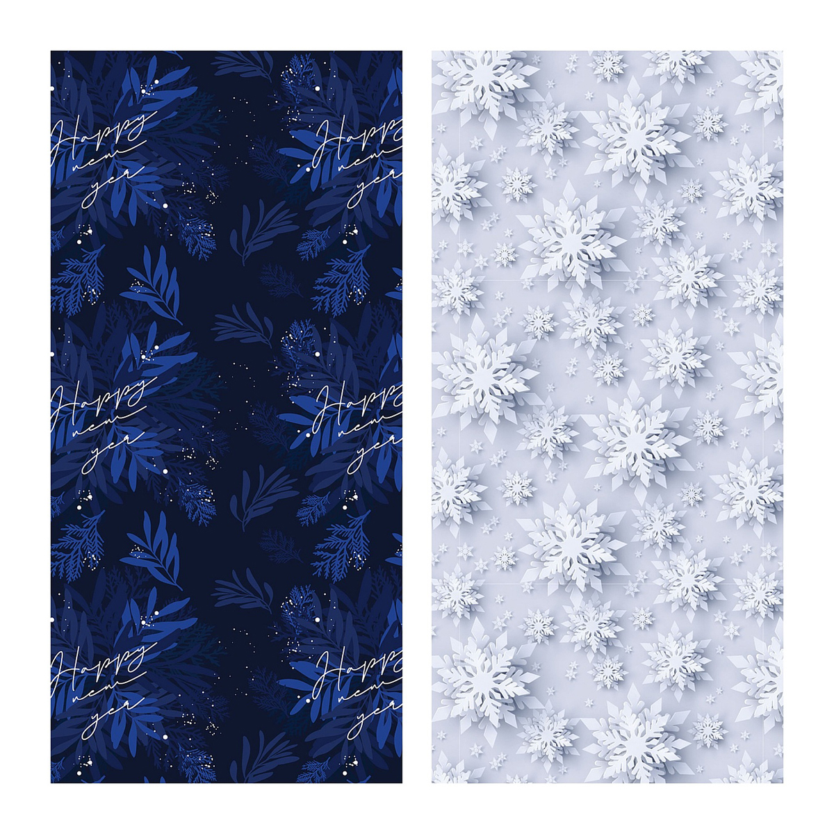 Упаковочная бумага глянц. 70*100см, MESHU "Snowfall", 80г/м2, ассорти 2 дизайна