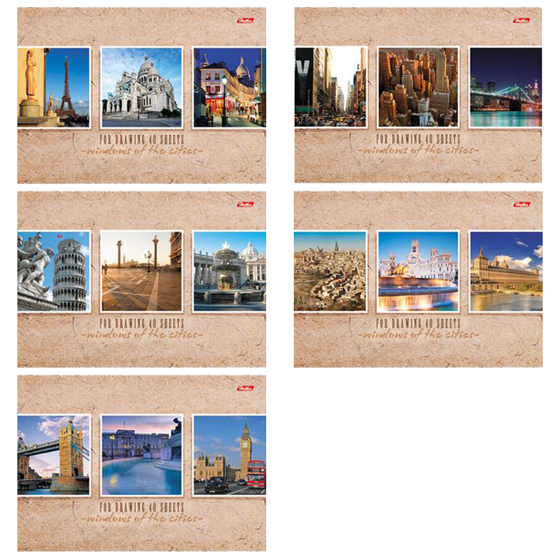 Альбом для рисования 40л. А4 на спирали "Windows of the cities", перфорация на отрыв