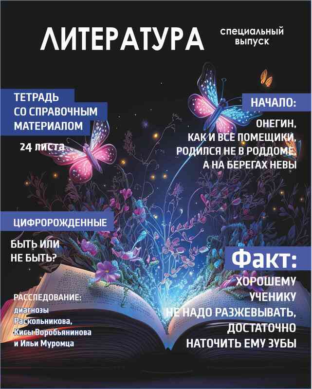 Тетрадь предметная 24 л линия Lamark, серия "Хочу всё знать!" - Литература, выборочный уф-лак