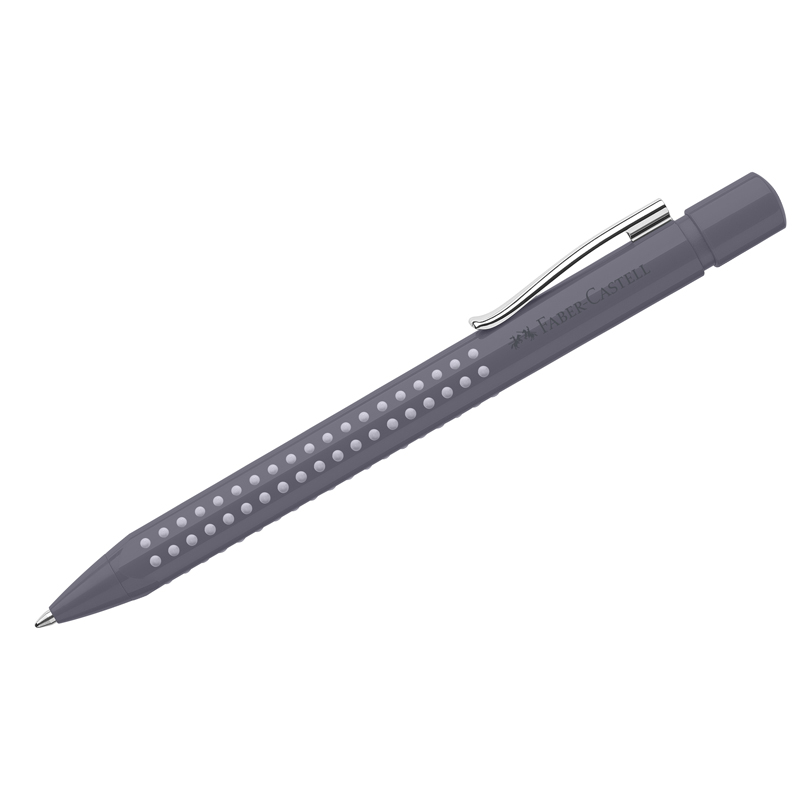 Ручка шариковая автоматическая Faber-Castell "Grip 2010" синяя, 1,0мм, трехгран., бархатная серая