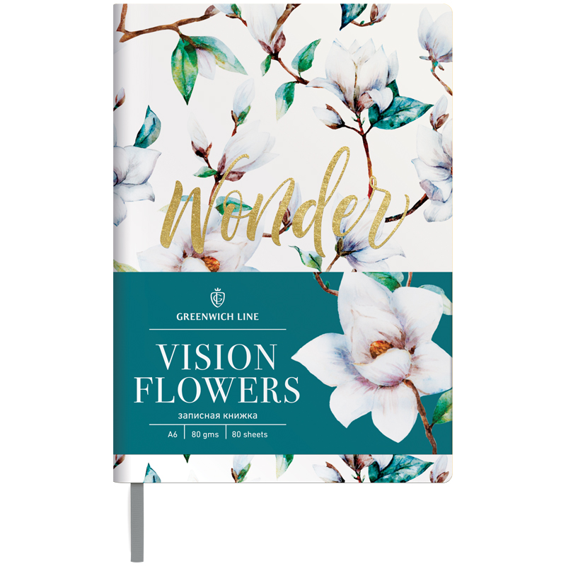 Записная книжка А6 80л. ЛАЙТ, кожзам, Greenwich Line "Vision.Flowers", тон. блок, цв. срез