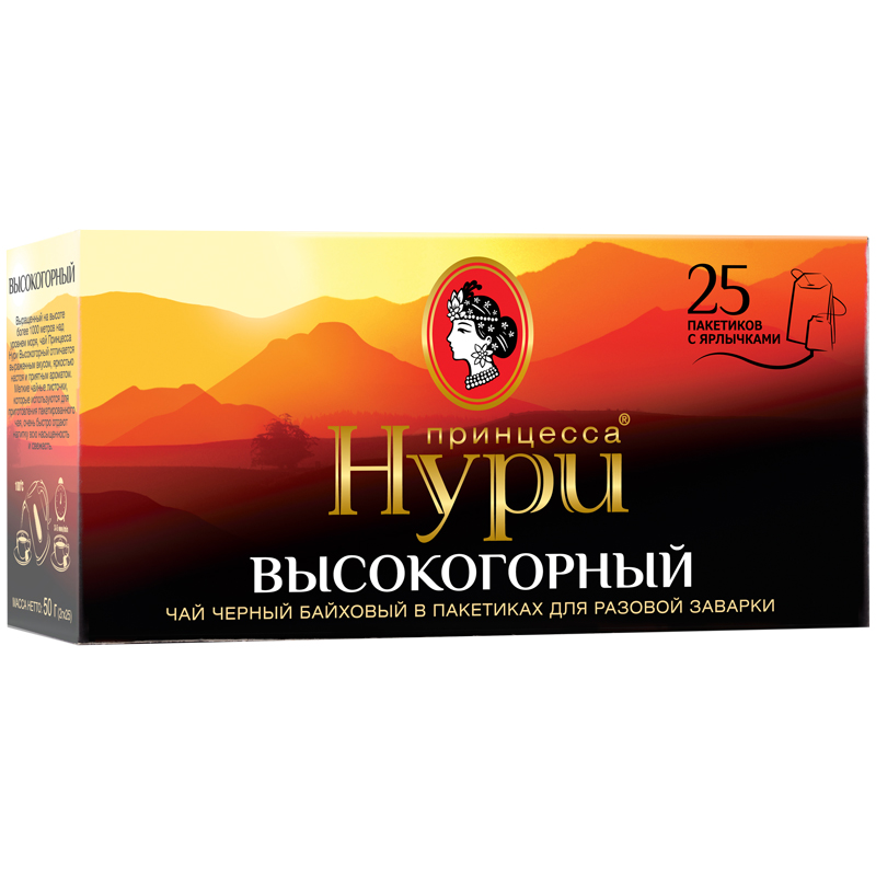 Чай Принцесса Нури "Высокогорный", черный, 25 пакетиков по 2г