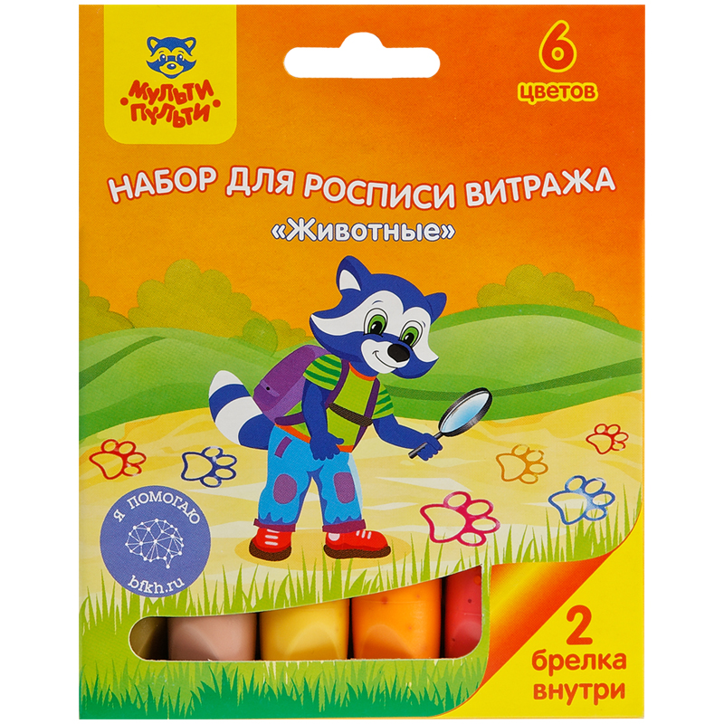 Набор для росписи витража Мульти-Пульти "Животные", 2 пластик. заготовки, картон, европод.