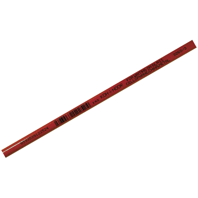 Карандаш перманентный Koh-I-Noor "Red" красный, для письма по стеклу, фарфору, пластмассе и металлу