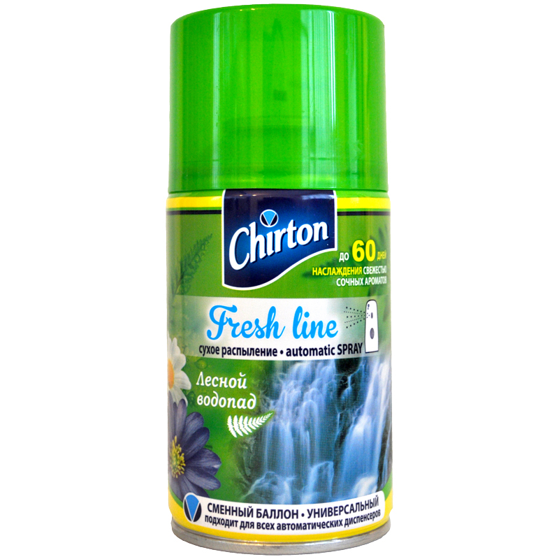 Сменный баллон для освежителя воздуха Chirton "Fresh Line. Лесной водопад", сухое распыление, 250мл