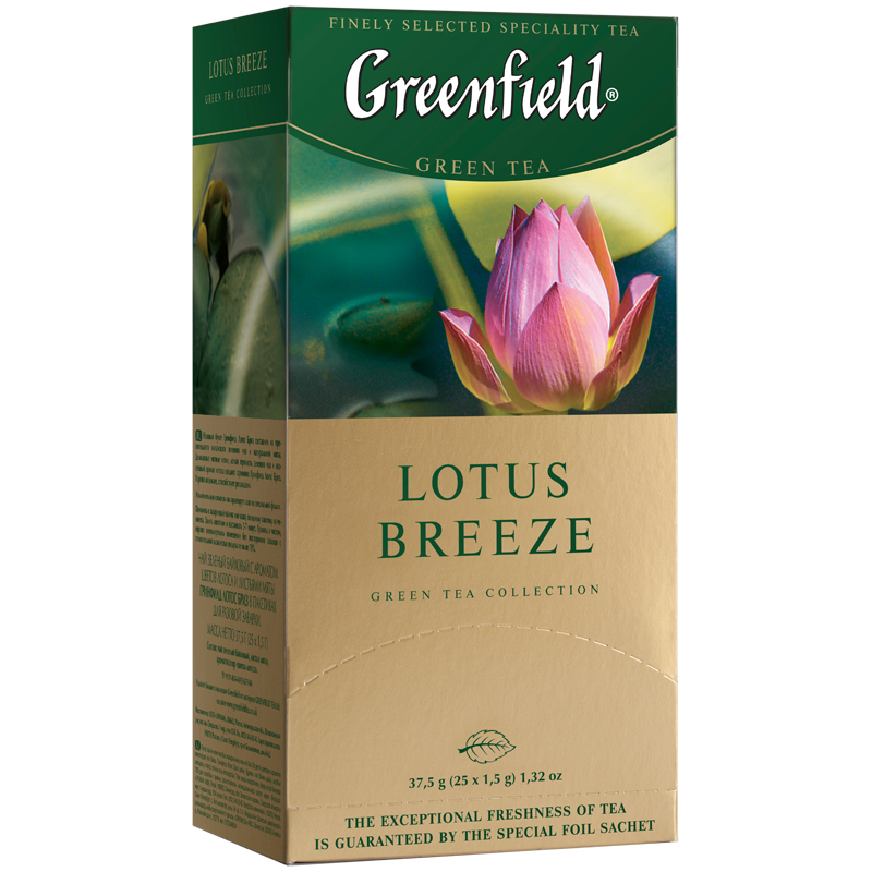 Чай Greenfield "Lotus Breeze", зеленый, 25 фольг. пакетиков по 1,5г