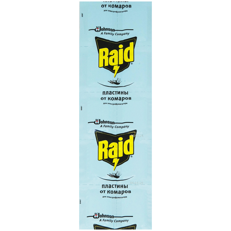 Пластины от комаров регулярные Raid, 10шт., вакуумный пакет