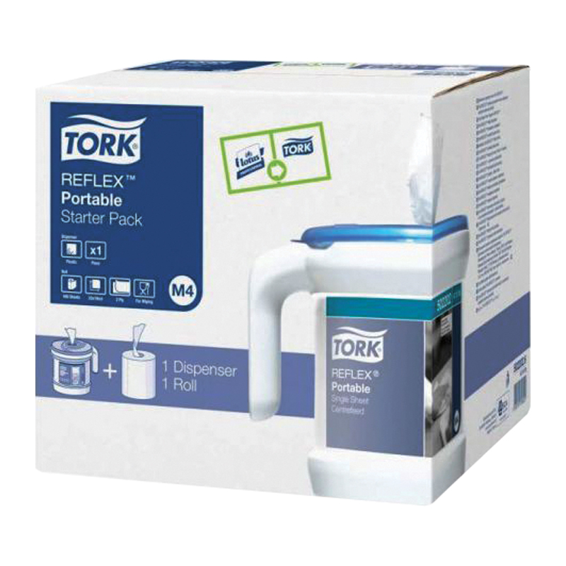 Диспенсер для полотенец в рулонах переносной Tork "Reflex" (М4)(арт473472) ЦВ, пластик, белый