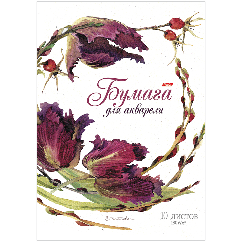 Папка для акварели, 10л., А3 Hatber "Флер", 180г/м2