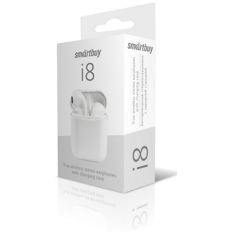 Наушники с микрофоном беспроводные Smartbuy i8, Bluetooth, разъем Micro-USB, белый