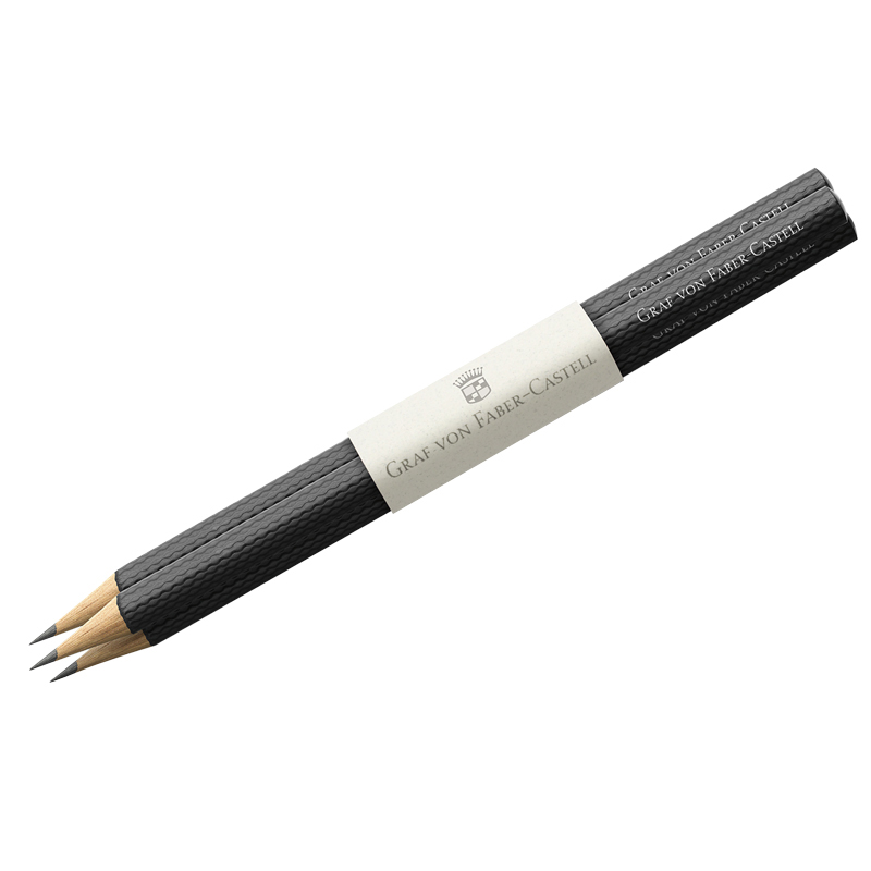 Набор карандашей ч/г Graf von Faber-Castell "Guilloche Black", 3шт.