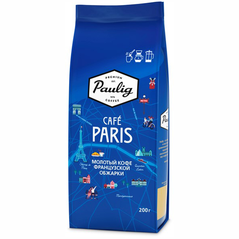 Кофе молотый Paulig "City Coffees Cafe Paris" вакуумный пакет, 200г