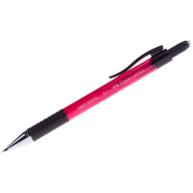Карандаш механический Faber-Castell "Grip Matic 1377", 0,7мм, с ластиком, красный корпус