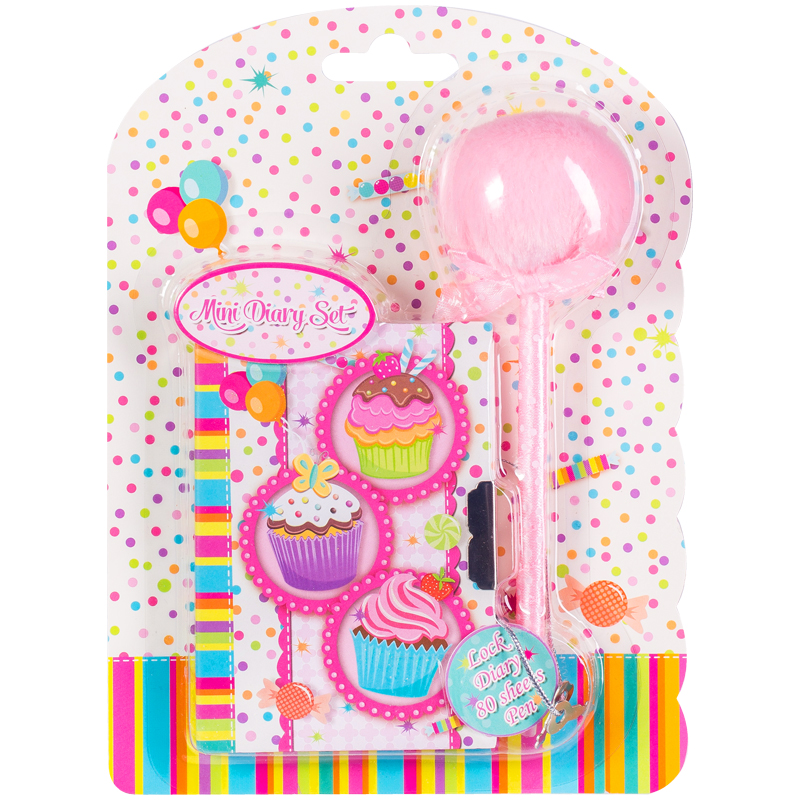 Записная книжка 7БЦ А7 80л. ArtSpace "Cupcake" метал. замок+ручка шарик. с помпоном, подар. уп.