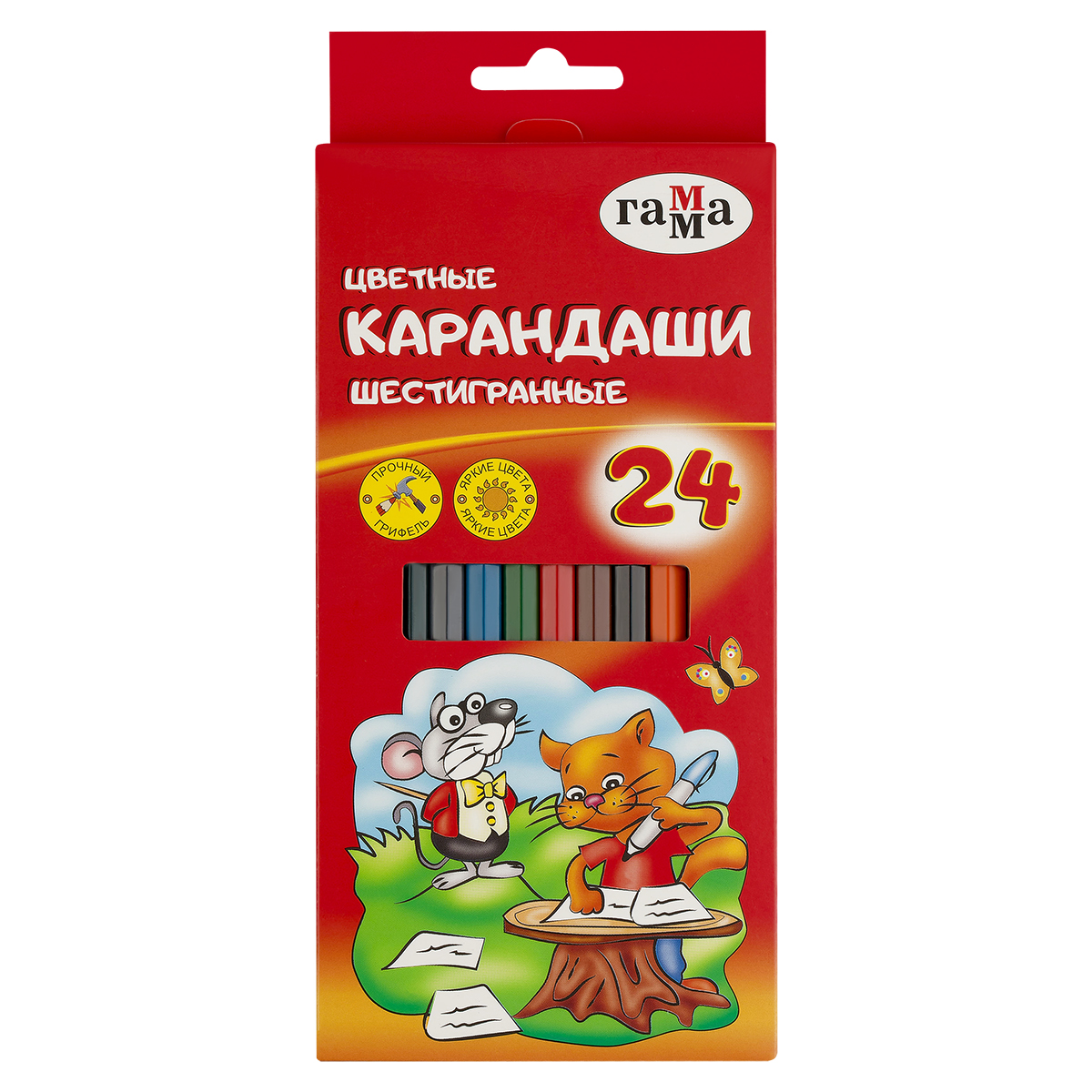 Карандаши цветные ГАММА "Мультики", 24 цв., шестигранные