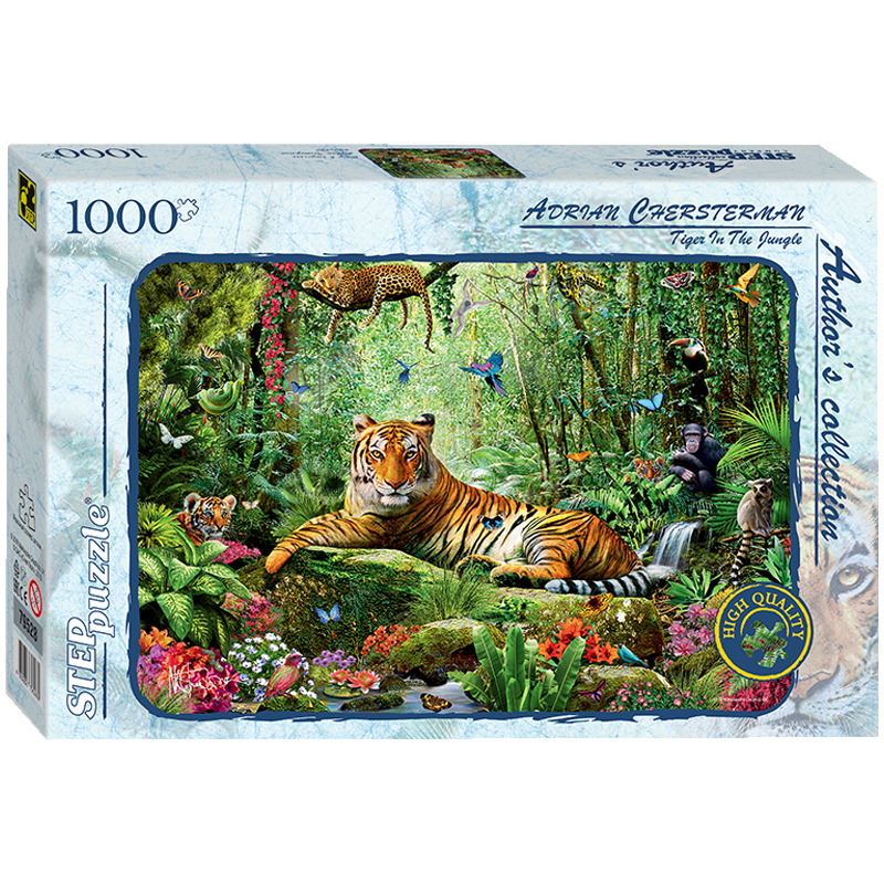 Пазл 1000 эл. Step Puzzle "Тигр в джунглях", с клеем