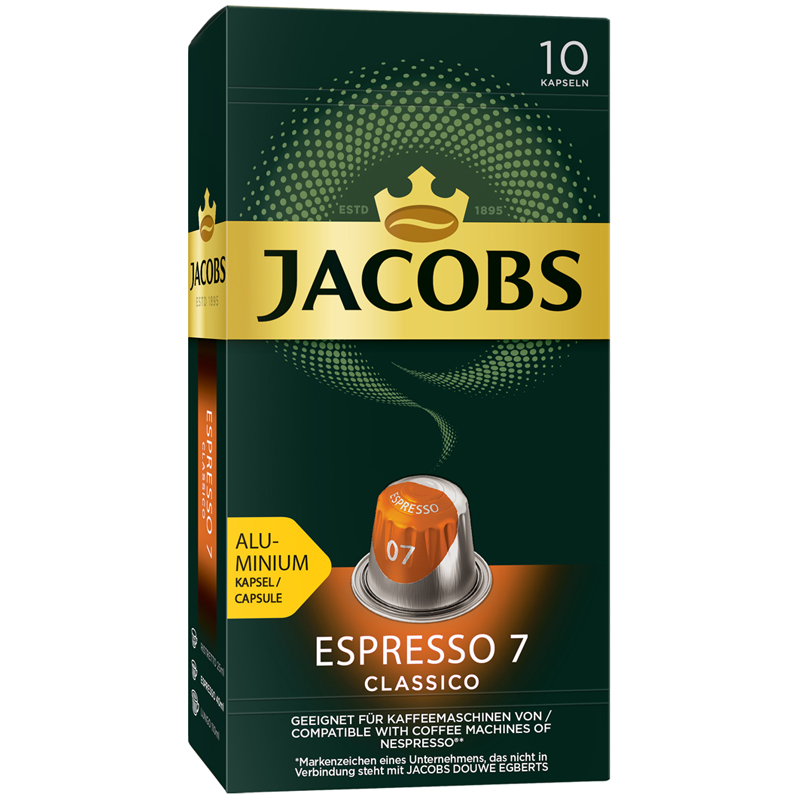 Кофе в капсулах Jacobs "Espresso Classico 7", капсула 5,2 г, 10 алюм. капсул, для машины Nespresso