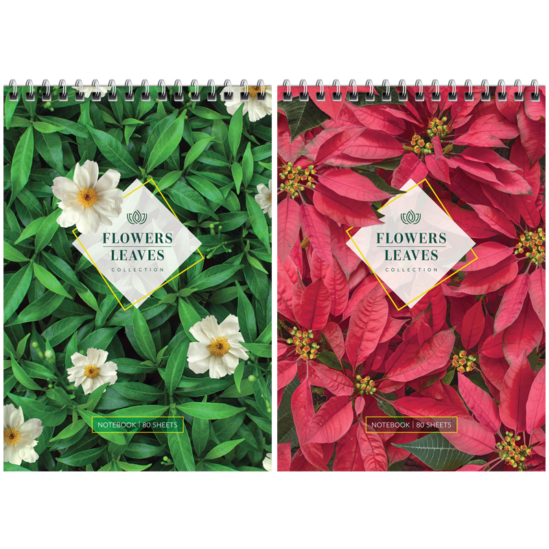 Блокнот А5 80л. на гребне ArtSpace "Цветы. Leaves & Flowers", твердая подложка