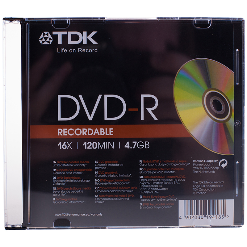 Диск DVD-R 4.7Gb TDK 16х Slim