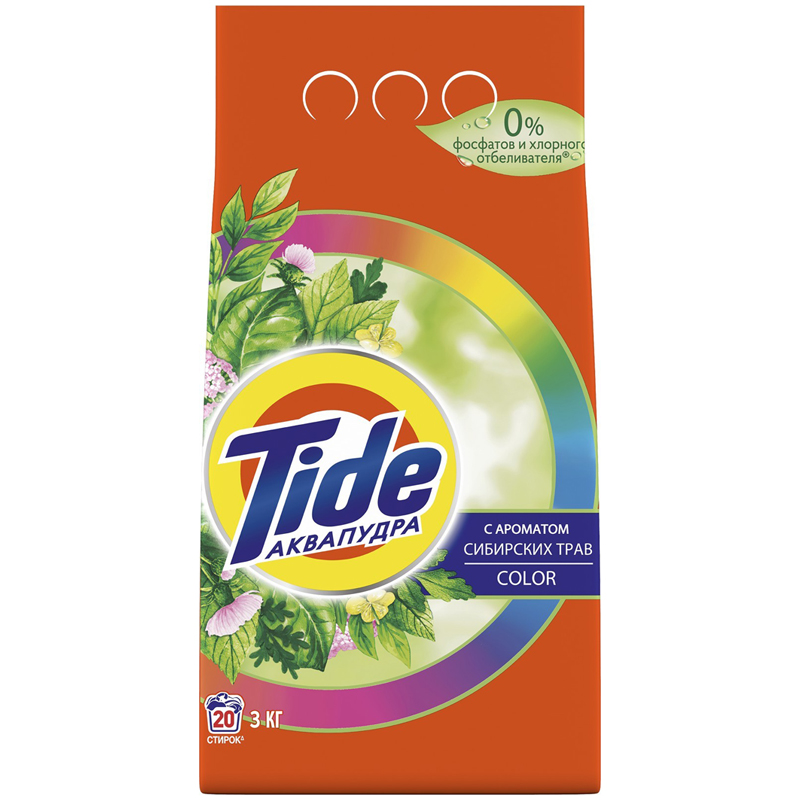 Порошок для машинной стирки Tide "Color.Сибирские травы", 3кг