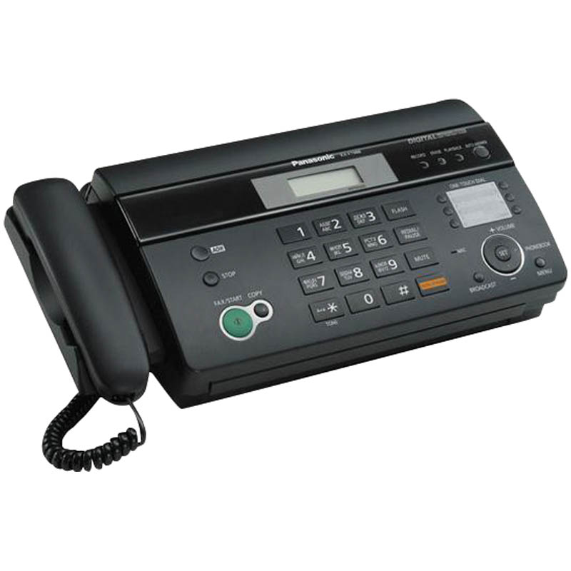 Факс на термобумаге Panasonic KX-FT988RUB, А4, АОН, спикерфон, автодозвон, 100 номеров, черный