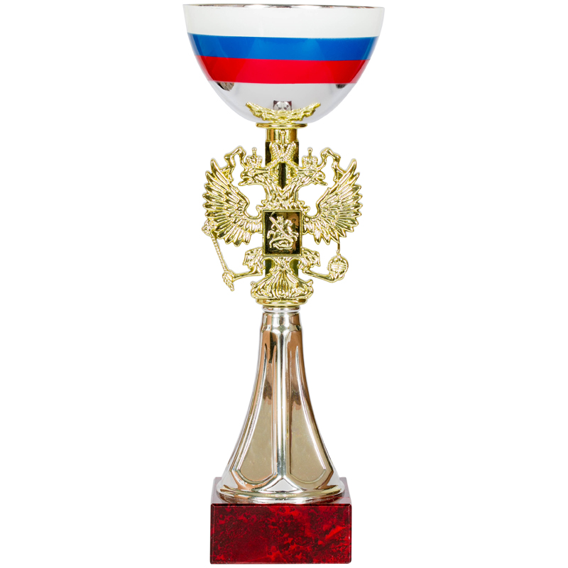 Кубок Артанс "Орлан", металл, серебро/триколор, основание мрамор, 27см