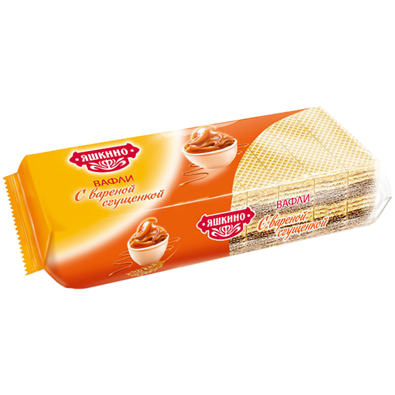 Вафли Яшкино, с вареной сгущенкой, 200г, флоу-пак