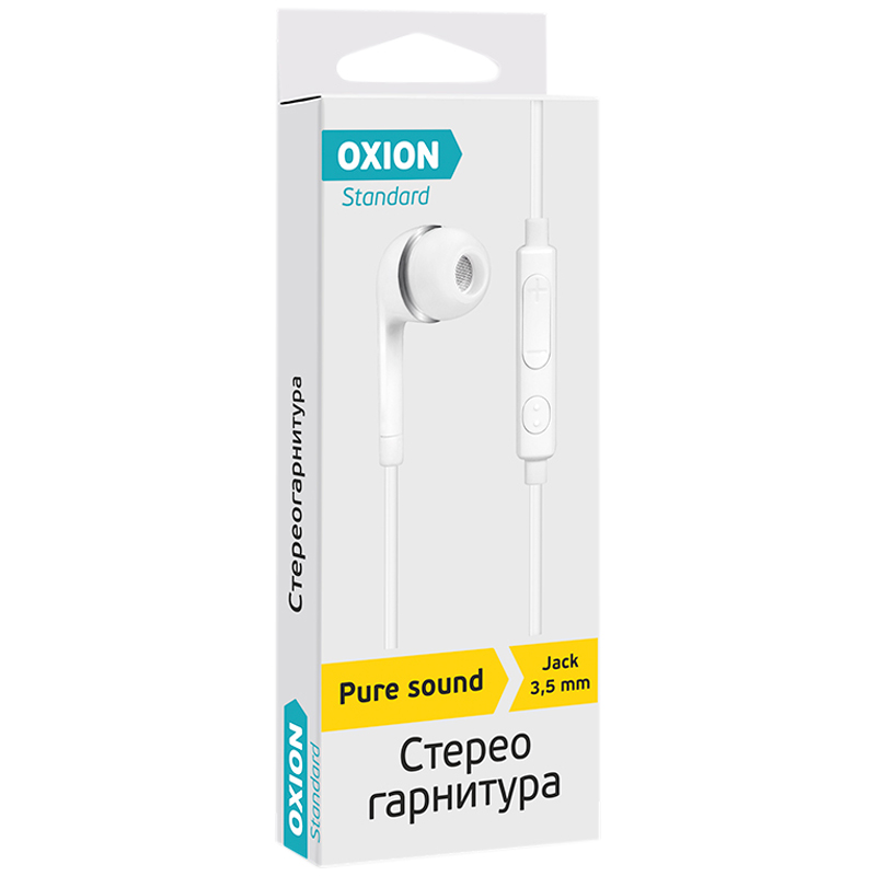 Наушники-вкладыши с микрофоном Oxion Standard "HS230WH", 1м, белый