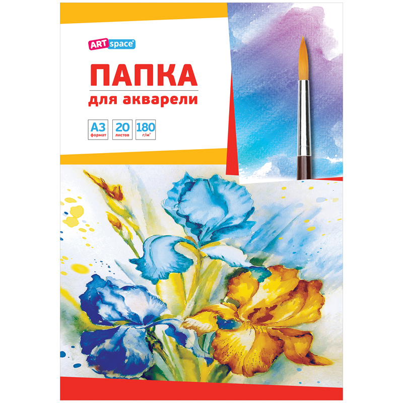 Папка для акварели, 20л., А3 ArtSpace "Ирисы", блок рис. бум., 180г/м2