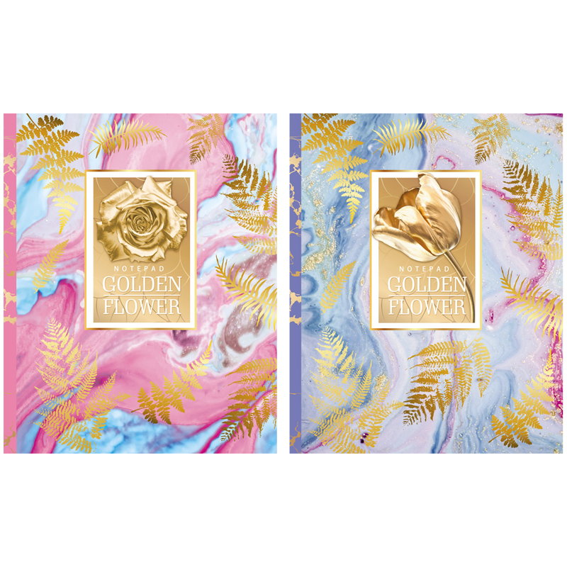 Бизнес-блокнот А5 80л. BG "Golden flower", матовая ламинация, металлизация