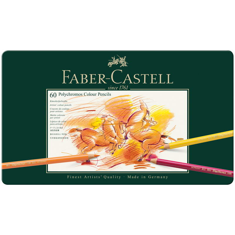 Карандаши цветные художественные Faber-Castell "Polychromos", 60цв., заточен., метал. коробка