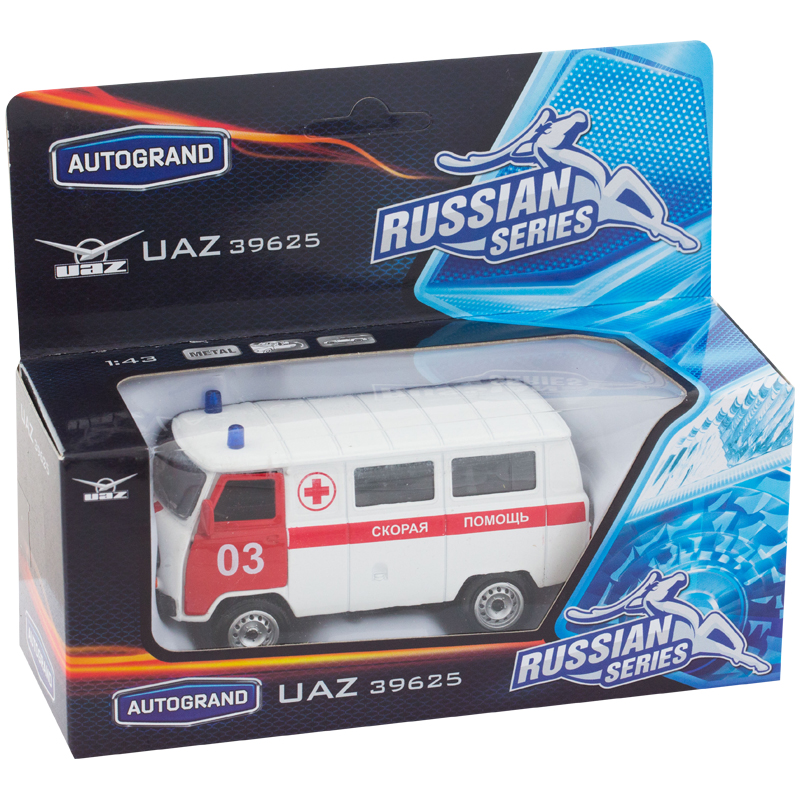 Машина игрушечная "UAZ 39625" экстренные службы спасения, ассорти, 1:43, инерционный механизм,картон