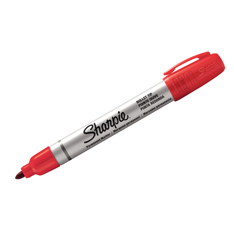 Маркер перманентный Sharpie "Metal Barrel", красный, метал. корп., пулевидный, 2мм
