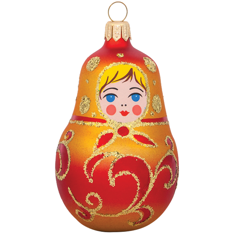 Елочное украшение стеклянное "Матрешка" 8,2см, подарочная упаковка