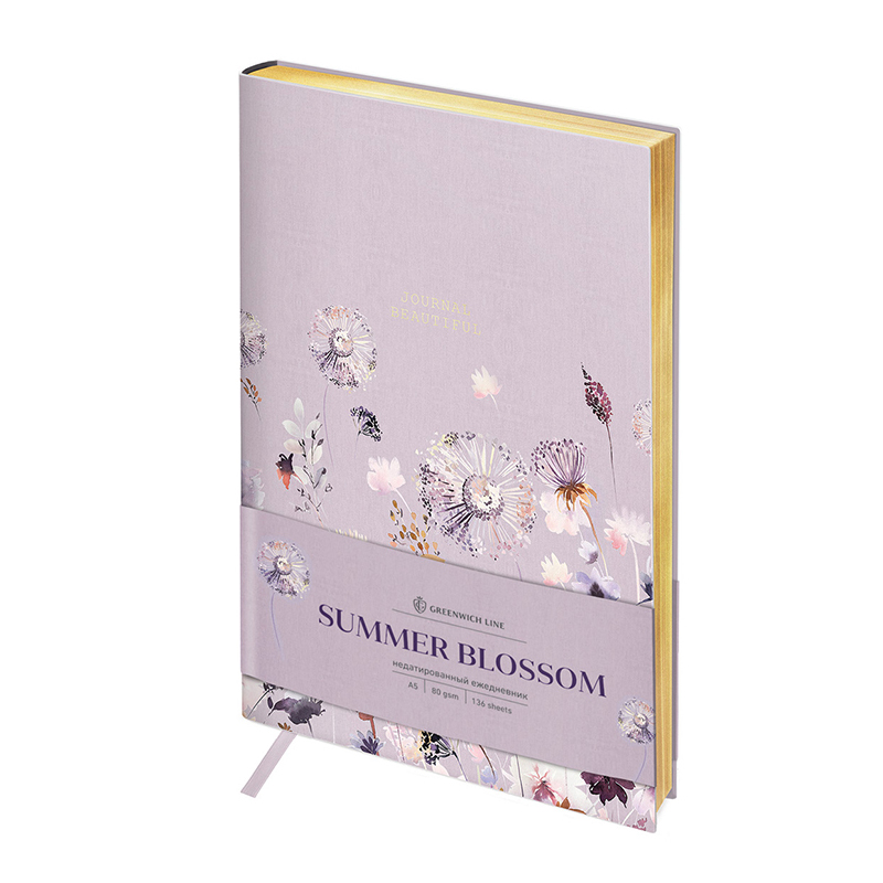 Ежедневник недатир. А5, 136л, кожзам, Greenwich Line "Vision. Summer blossom", тон. блок, зол. срез