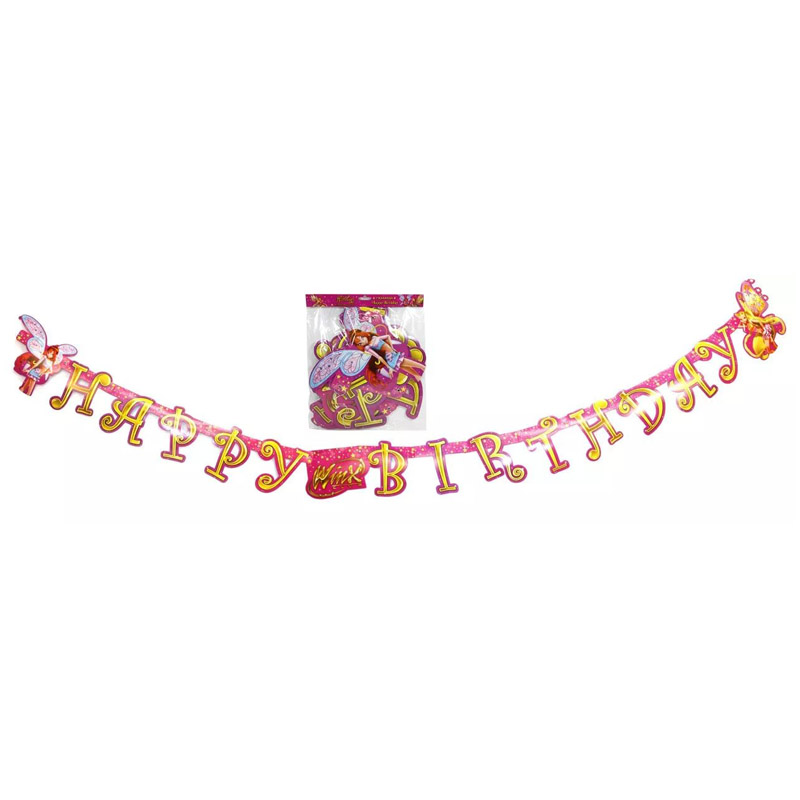 Гирлянда-буквы Winx "Happy Birthday", европодвес