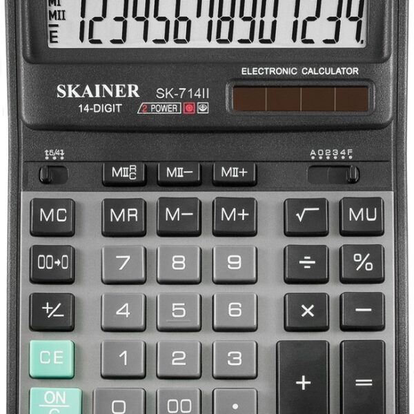Калькулятор настольный Skainer SK-714II, большой (158х203 мм), 14 разрядов, двойное питание, черный