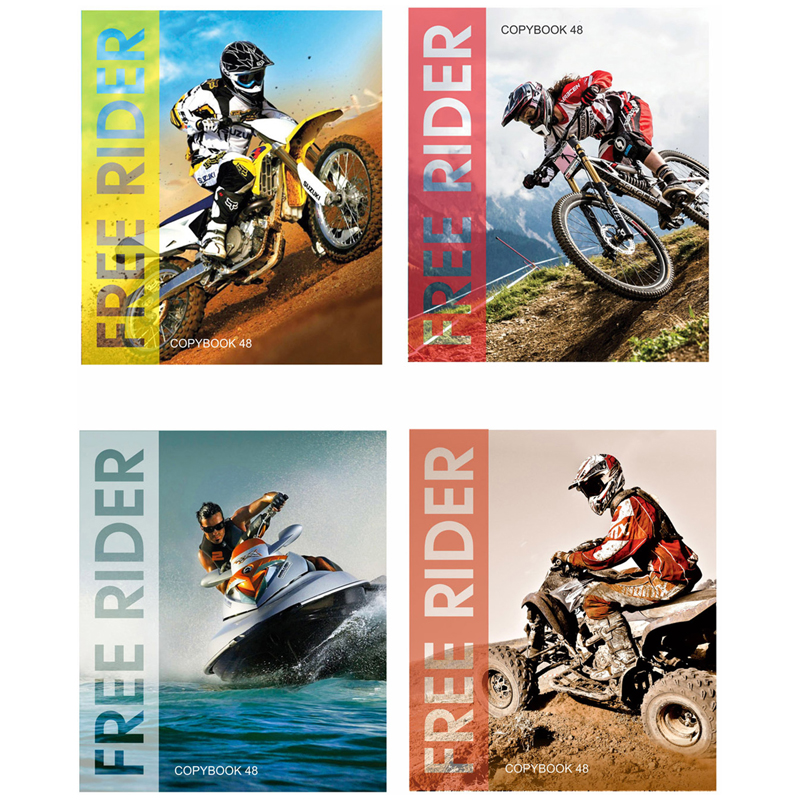 Тетрадь 48л., А5, клетка BG "Free rider", эконом