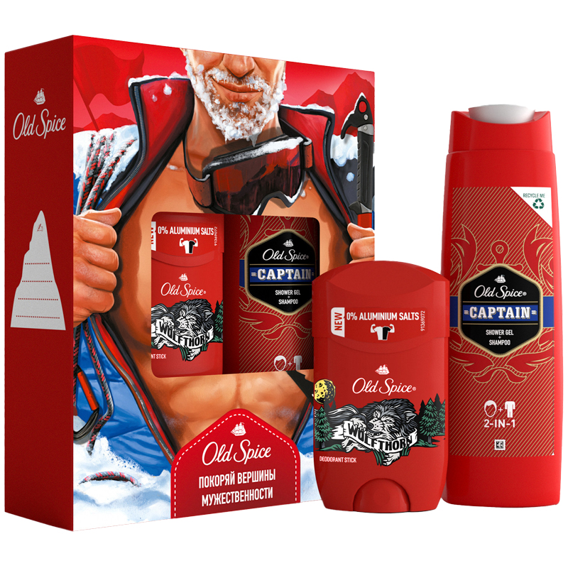 Подарочный набор Old Spice (гель для душа Capitan 250мл + дезодорант-стик Wolfthorn 150мл)