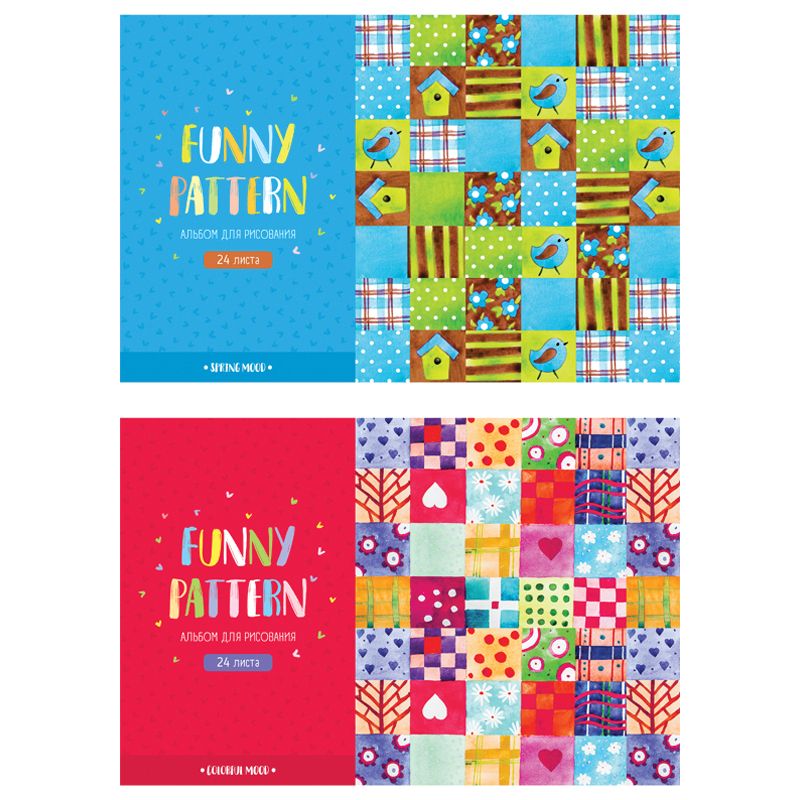 Альбом для рисования 24л., А4, на скрепке ArtSpace "Funny pattern"
