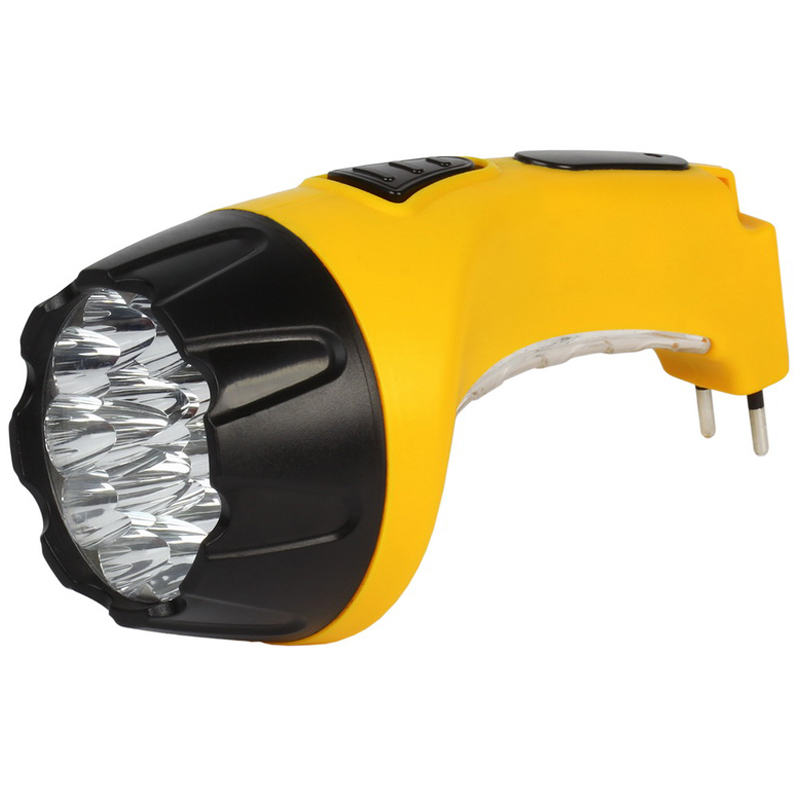 Фонарь Smartbuy SBF-89-Y, светодиодный, аккумуляторный, 15+10 LED, прямая зарядка от сети, желтый